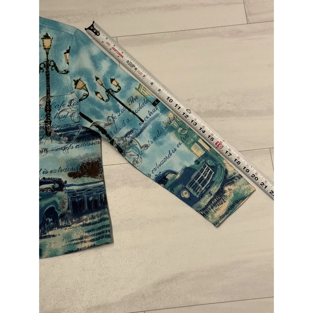 Take Two Clothing PS Paris Cafe Art To Wear AOP Jacket Sequence Beaded NWOT - Picture 5 of 7